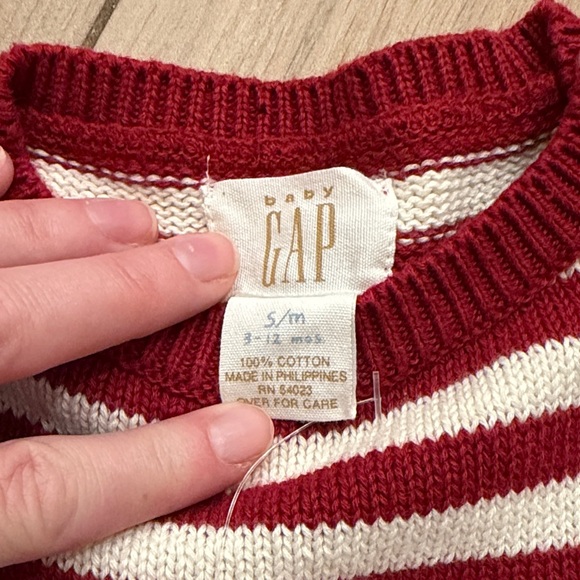 Bay Gap Red and White Striped Baby Sweater - Picture 2 of 5